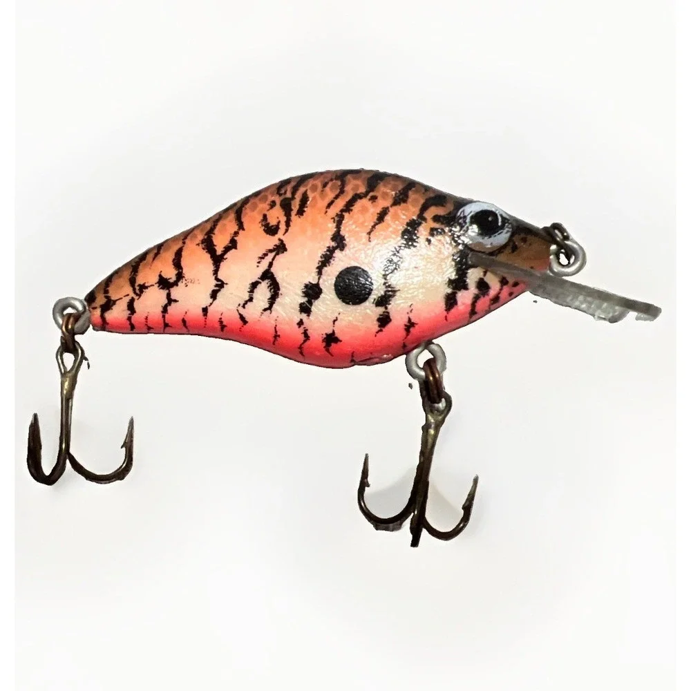 Vintage Natural Ike Medium Diver Crankbait NOS Box Insert Orange Craw Pattern